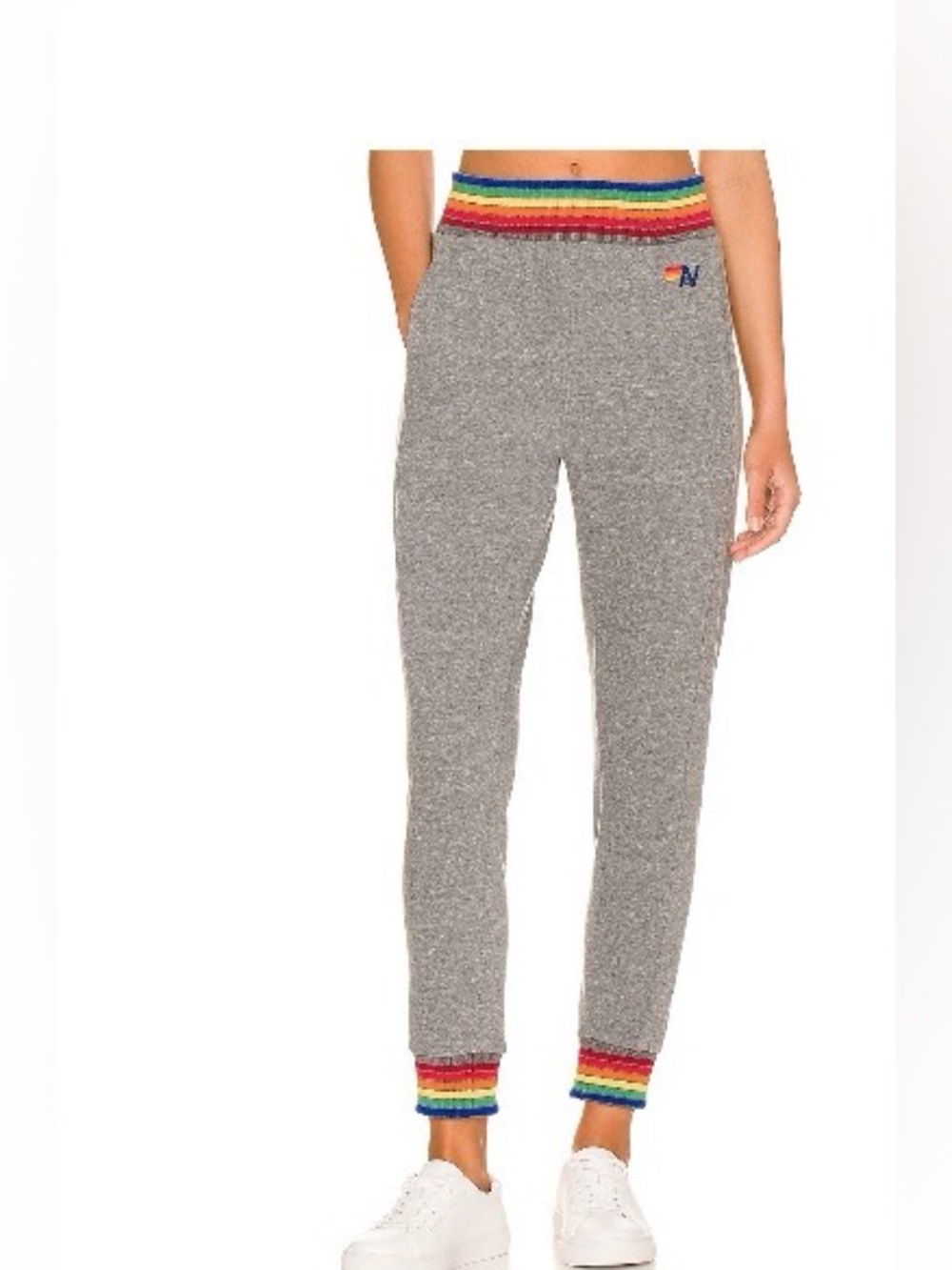 Aviator Nation 5 Stripe Sweatpants (Heather Grey / Neon Rainbow)- XS